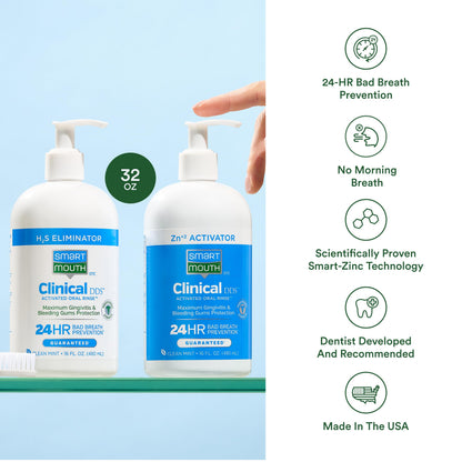 SmartMouth 2-Bottle Activated Mouthwash for Gum Health - 32 oz