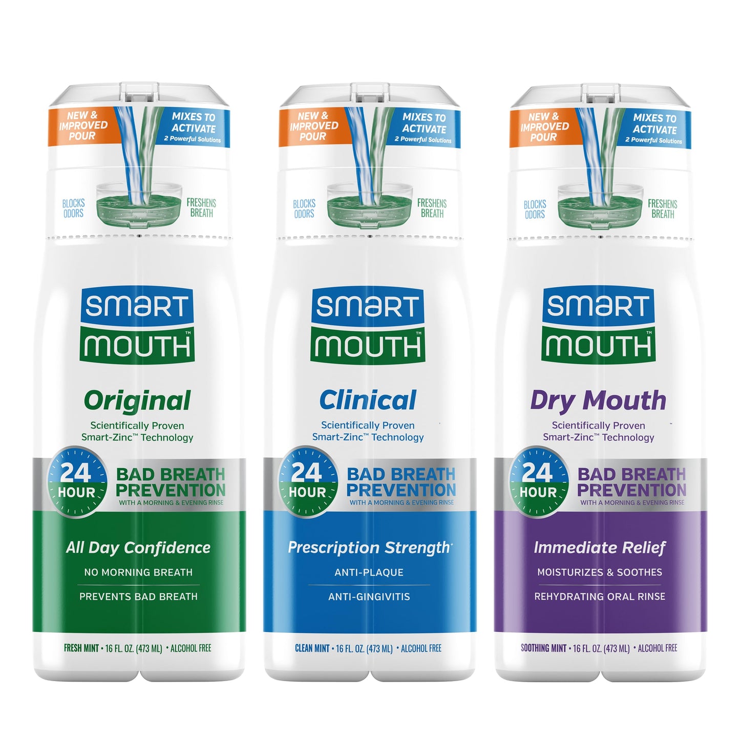 SmartMouth Activated Dry Mouth Rinse – Mint Mouthwash, 16 fl oz | Clinical DDS & Original Formula