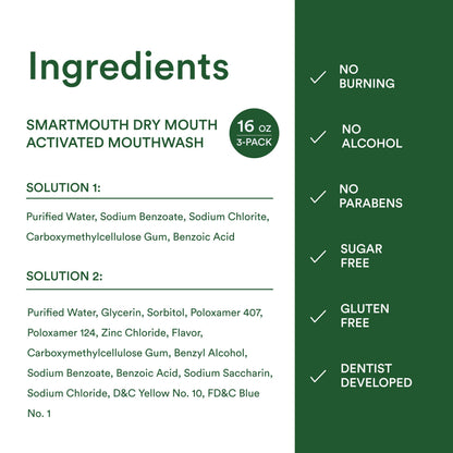 SmartMouth Activated Dry Mouth Mouthwash - Mint, 16 oz, 3 Pack