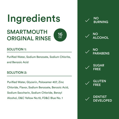 SmartMouth Original Activated Mouthwash & Tongue Cleaner – Mint (Pack of 2)