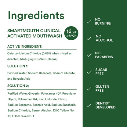 SmartMouth DDS Activated Clinical Mouthwash – Fresh Breath, Gum Health