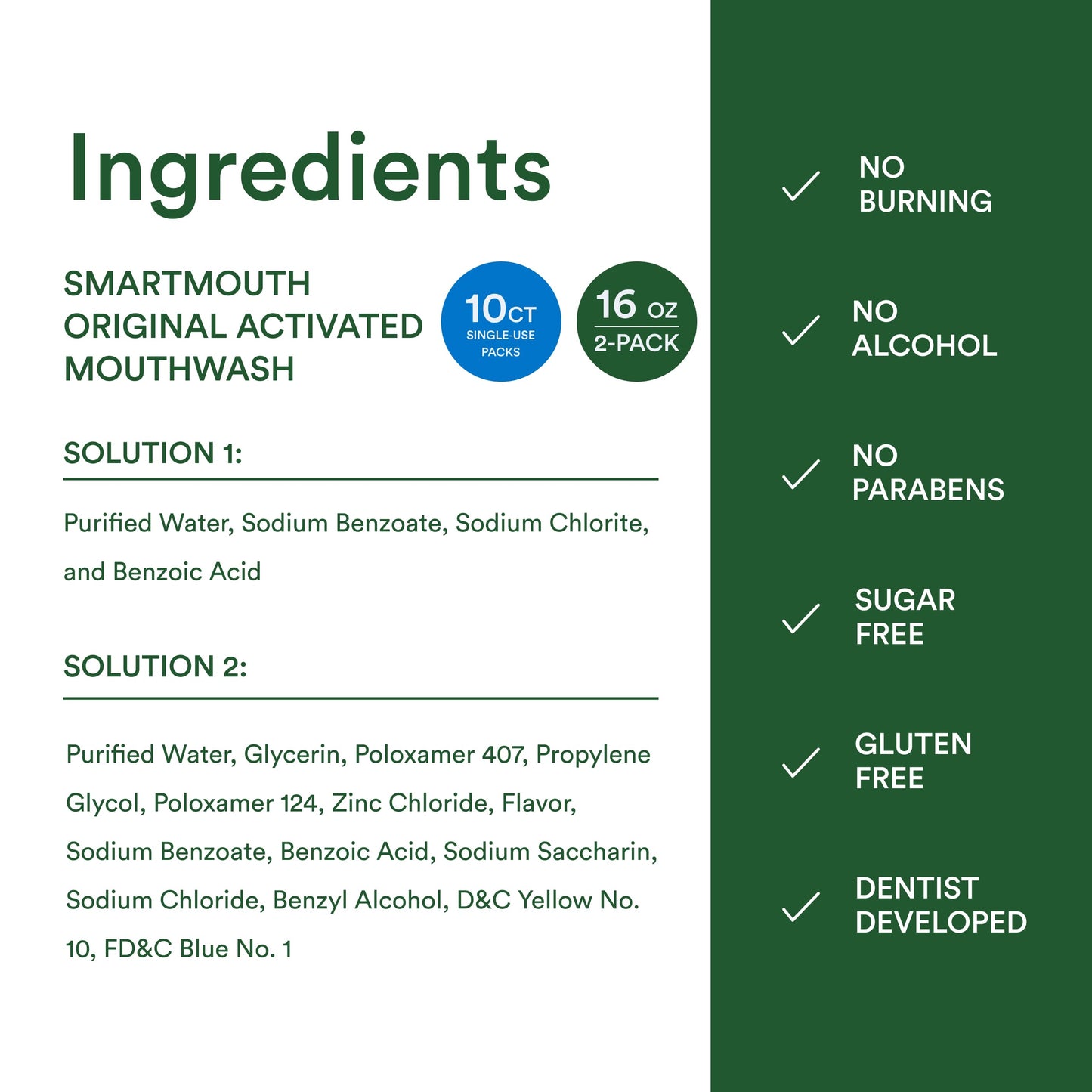 SmartMouth Original Activated Mouthwash – 2-Pack & Travel Singles, Fresh Mint