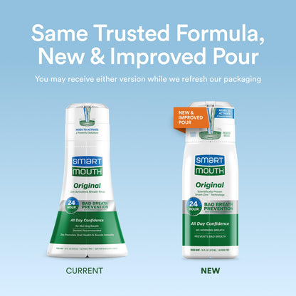 SmartMouth Original Activated Mouthwash – 24-Hour Fresh Breath Mint (16 oz, 3 Pack)
