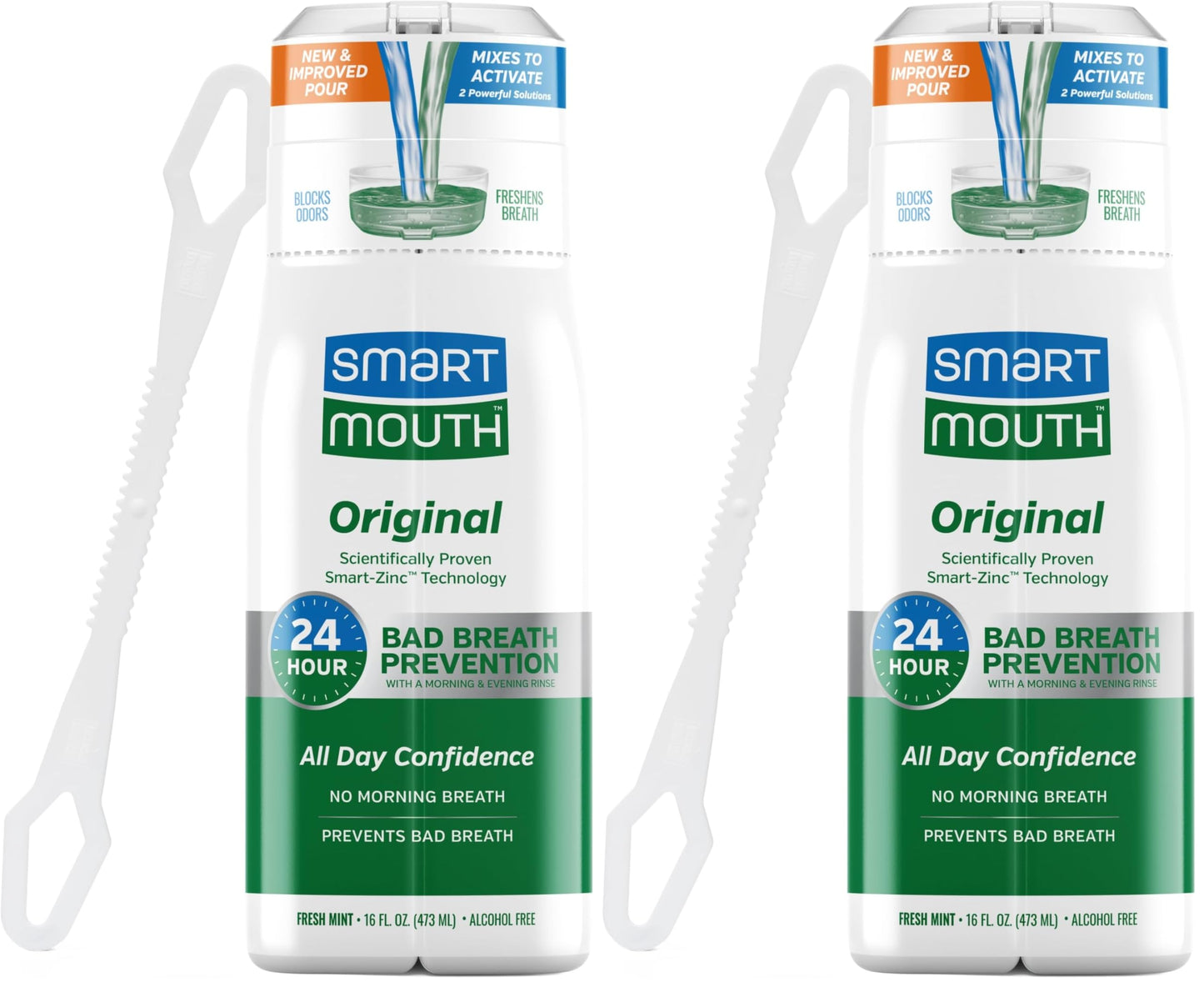 SmartMouth Original Activated Mouthwash & Tongue Cleaner – Mint (Pack of 2)