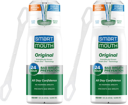 SmartMouth Original Activated Mouthwash & Tongue Cleaner – Mint (Pack of 2)