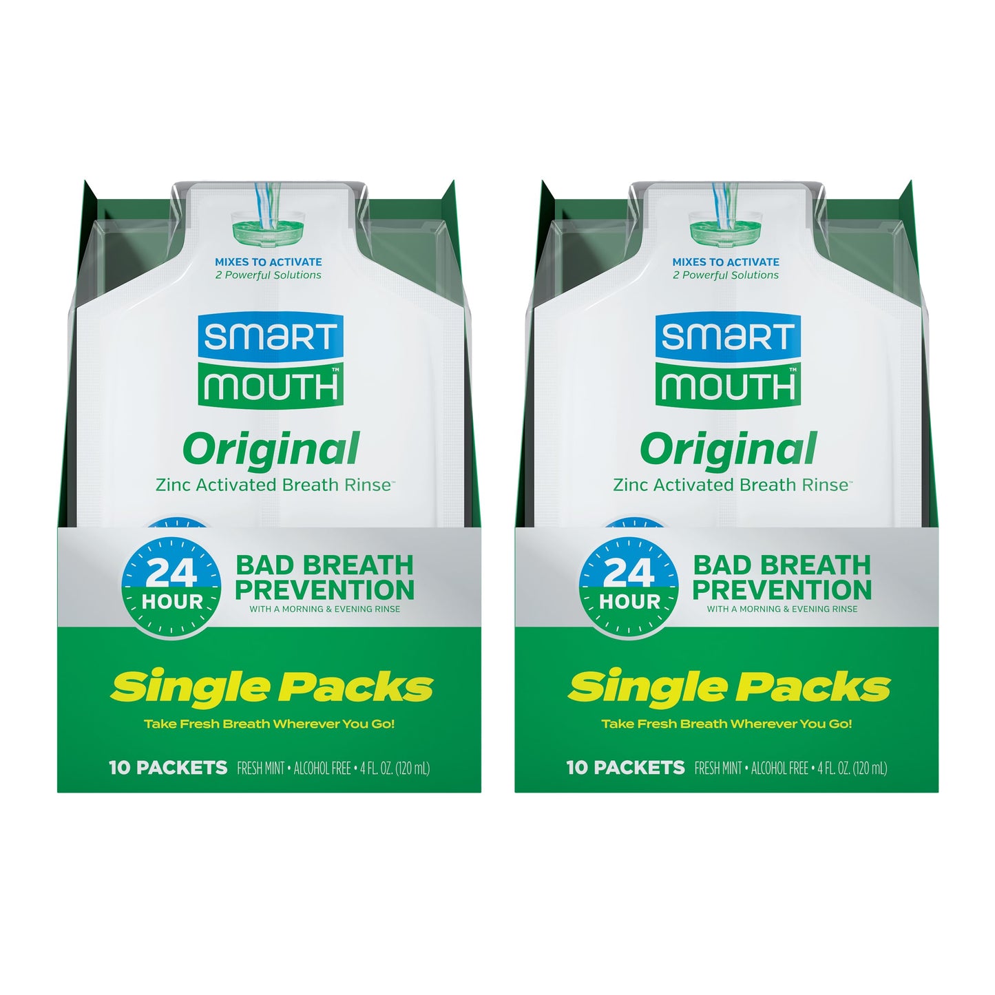 SmartMouth Original Activated Mouthwash – Travel Singles, Fresh Mint, 20 Pack