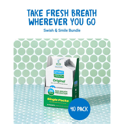 SmartMouth Original Activated Mouthwash – 40 Pack Travel Singles, Fresh Mint