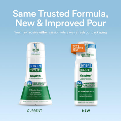 SmartMouth Original Activated Mouthwash & Tongue Cleaner – Mint (Pack of 2)