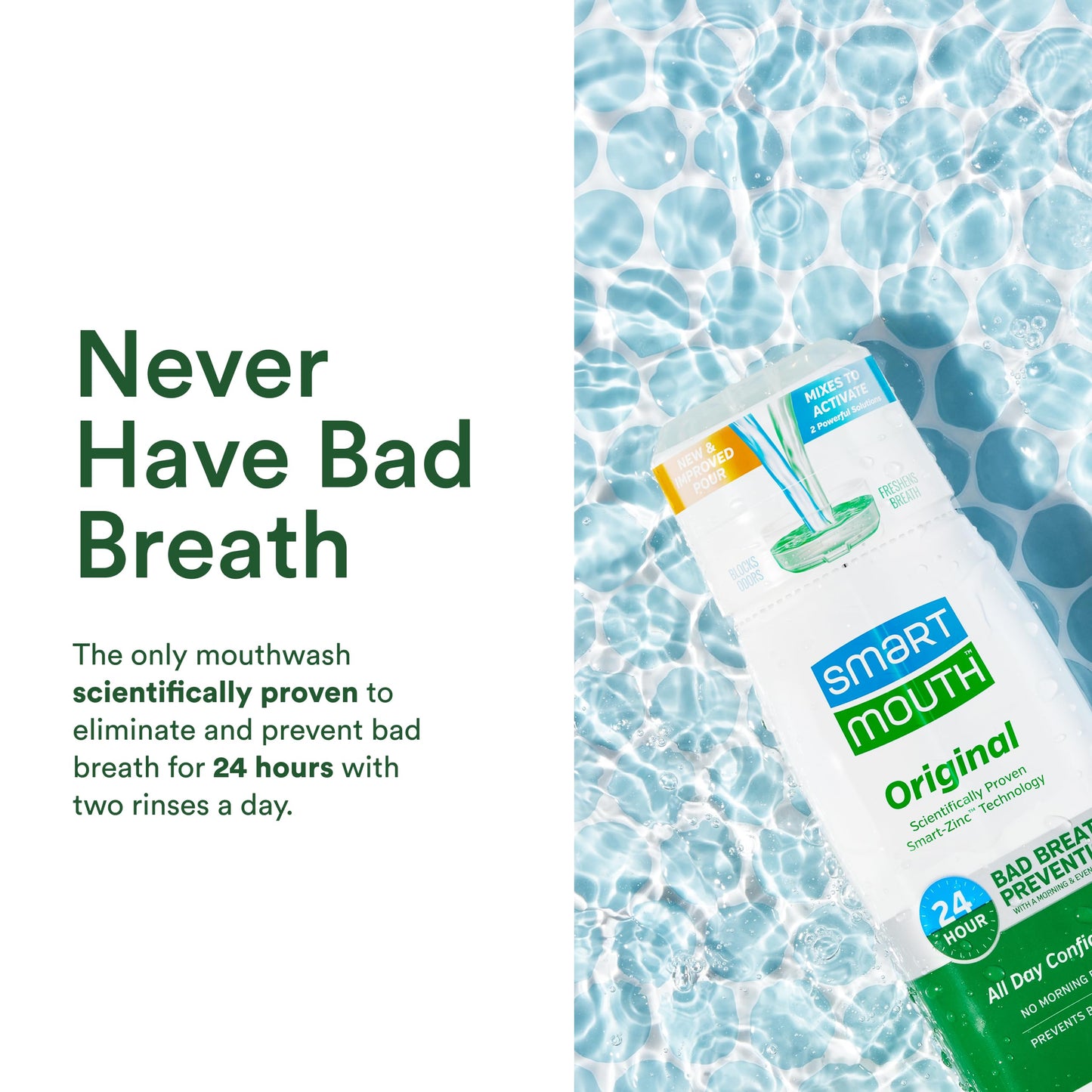 SmartMouth Original Activated Mouthwash & Tongue Cleaner – Mint (Pack of 2)