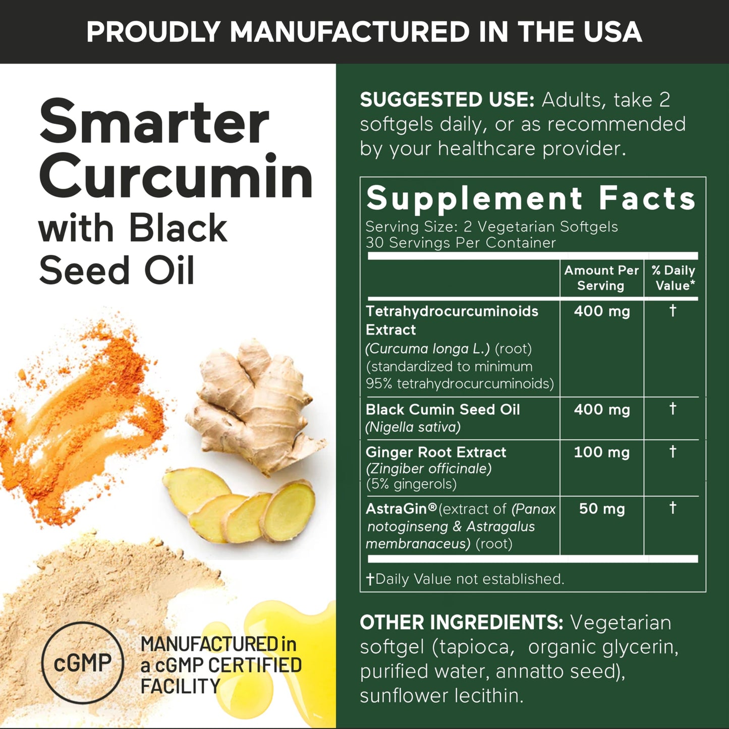 SMARTERNUTRITION Curcumin Softgels – Vegan 400 mg, High Absorption, Black Seed Oil & Ginger, 360 Ct