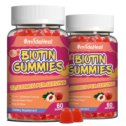 SmildeHeal Biotin Gummies 10,000 mcg – Hair Growth, Vegan, 120 Gummies