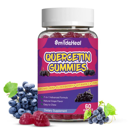 SmildeHeal Quercetin Gummies 1200MG – Vegan, Bromelain & Vitamin C | 60 Gummies