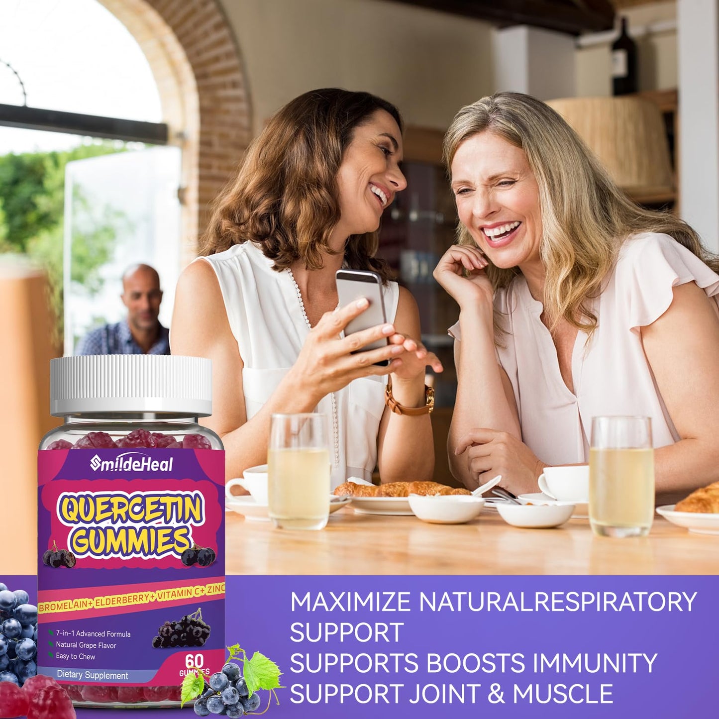 SmildeHeal 2 Pack Quercetin Gummies 1200MG – Vegan Immune Support