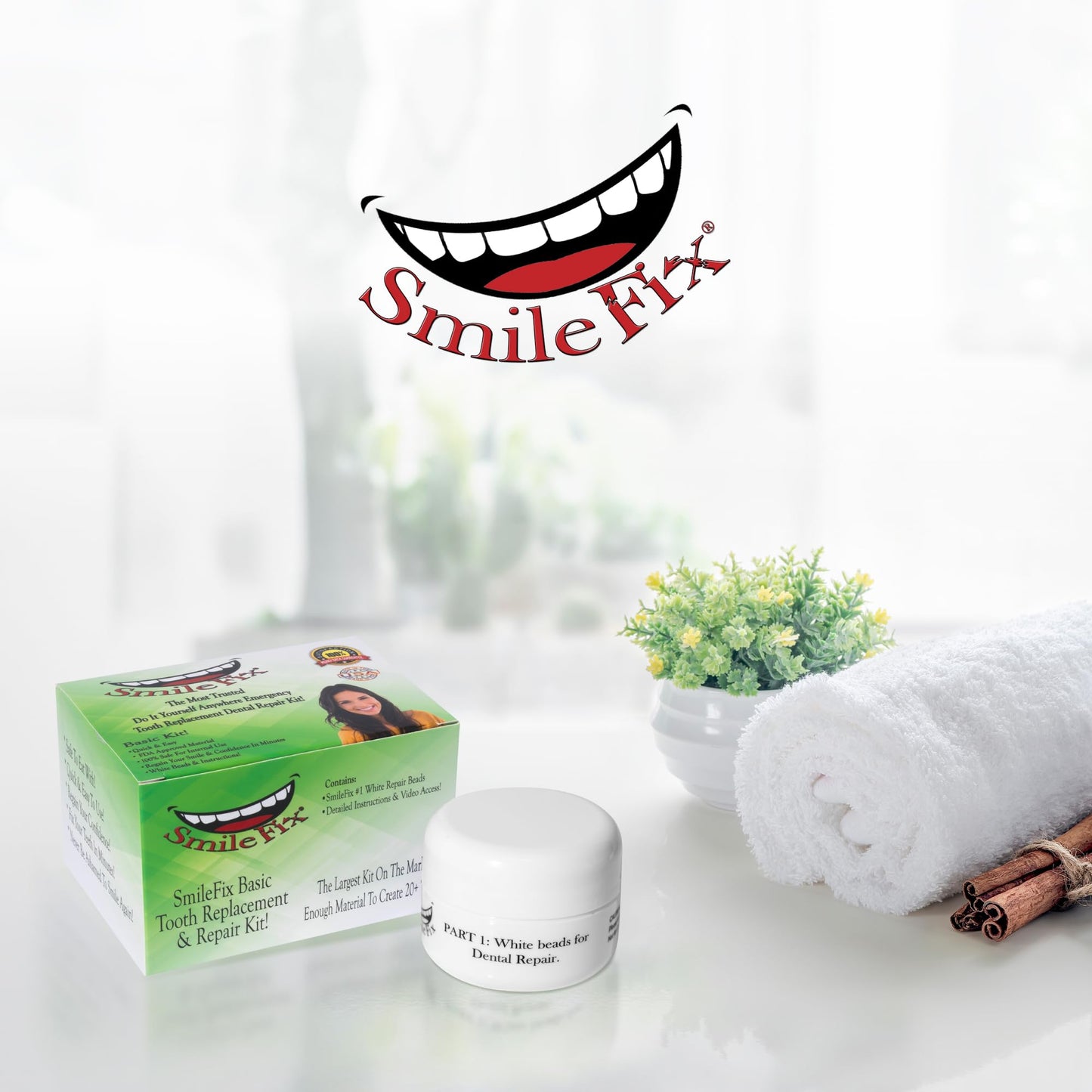 SmileFix Basic Dental Repair - for Missing Or Damaged Teeth - Fix Gaps, Missing Teeth, Spaces, Broken Tooth, Repairs - Fast & Easy - Confident Smiles - BF Products - Durable Compound
