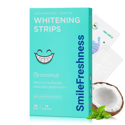 SmileFreshness Teeth Whitening Strips – 14-Day Clinically Proven Whitening with Enamel Care (Coconut)