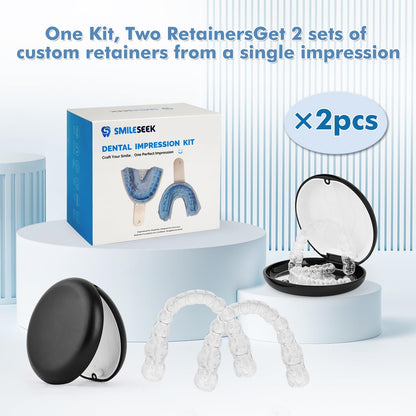 SMILESEEK Clear Retainers (2 Sets) – Upper & Lower BPA & Latex-Free DIY At-Home Retainer Kit