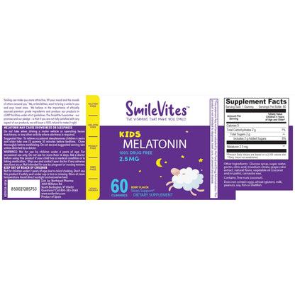 SmileVites Children's Melatonin Gummies 2.5mg – 60 Count