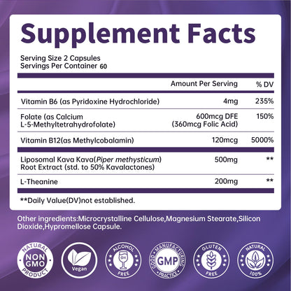 Lukaree Kava Kava Root Extract Liposomal Capsules with L-Theanine – 2 Pack