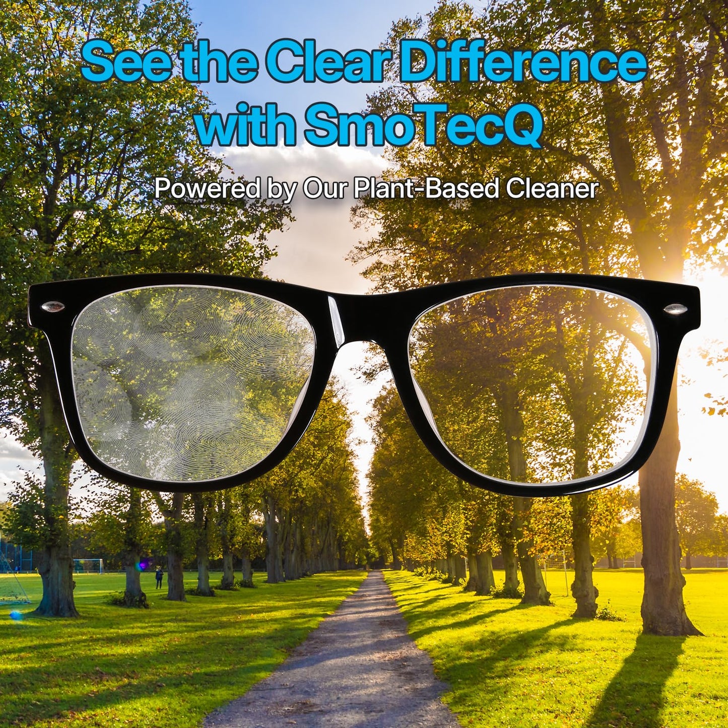 SmoTecQ Glasses Cleaner Kit – Alcohol-Free Spray & Microfiber Cloths