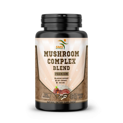 SMSHEALTH Mushroom Capsules - 50% Polysaccharides, 2000mg Daily – Lion's Mane, Reishi, Turkey Tail