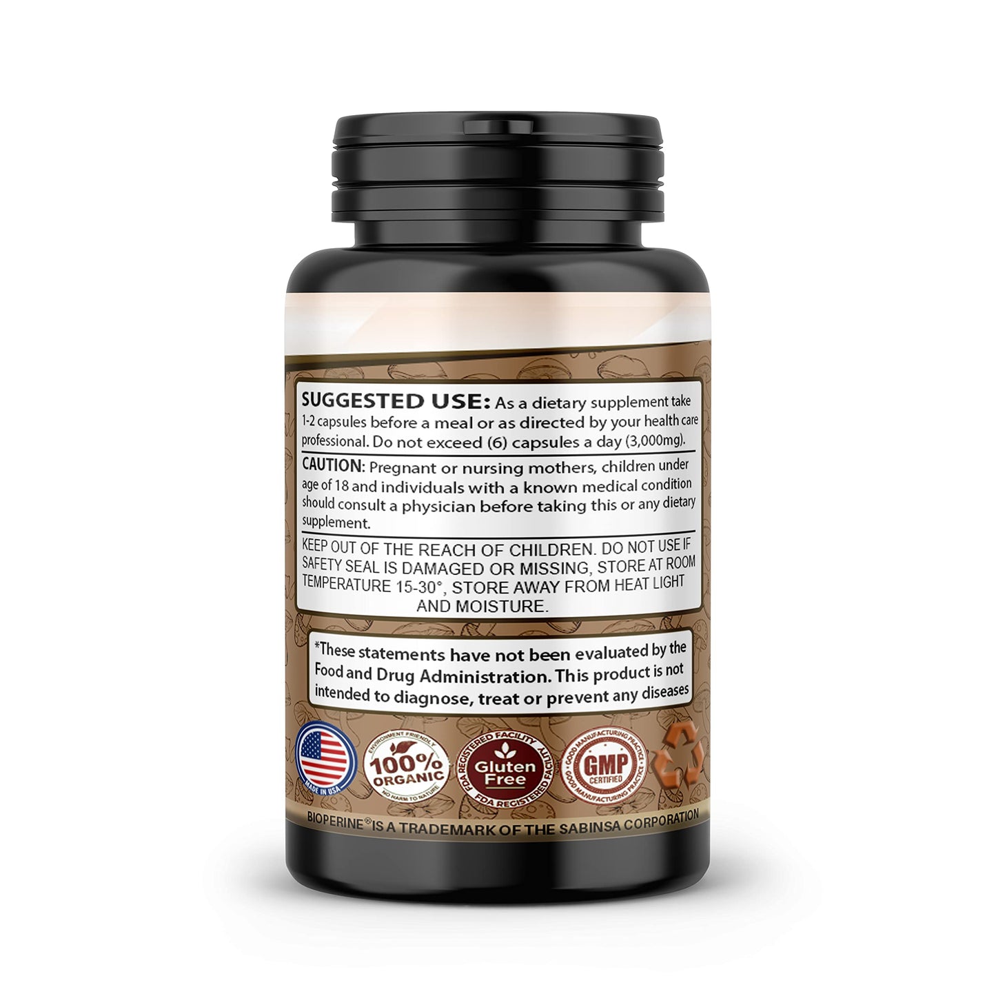 SMSHEALTH Mushroom Capsules - 50% Polysaccharides, 2000mg Daily – Lion's Mane, Reishi, Turkey Tail