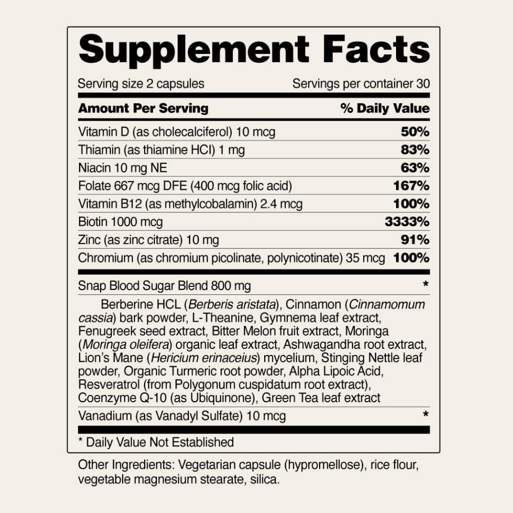 Snap Supplements Blood Sugar Blend - 180 Count | Balanced Energy Support