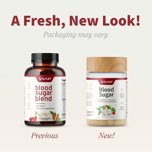 Snap Supplements Blood Sugar Blend — CoQ10, Cinnamon, Gymnema, Alpha Lipoic Acid, Sugar Free, 60 Capsules, 2 Pack