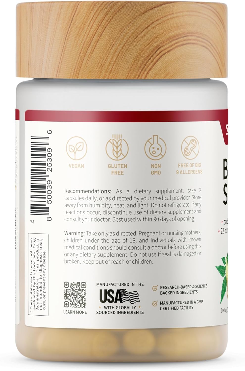 Snap Supplements Blood Sugar Blend — CoQ10, Cinnamon, Gymnema, Alpha Lipoic Acid, Sugar Free, 60 Capsules, 2 Pack