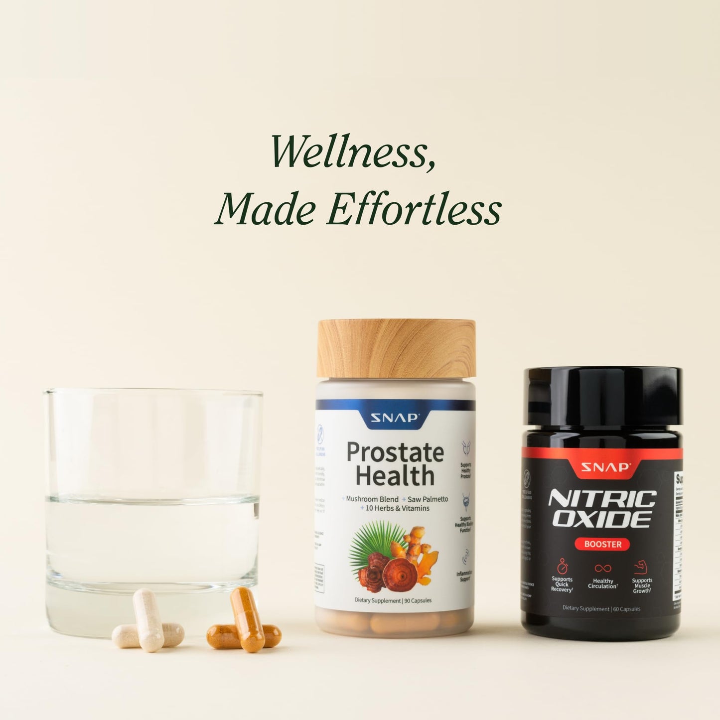 Snap Supplements Prostate Health & Nitric Oxide Bundle for Men | 90 + 60 Vegetarian Capsules (1 Month Supply)