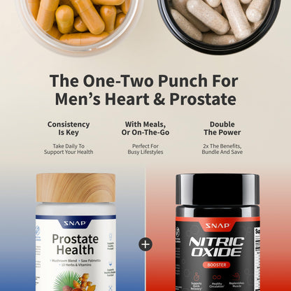 Snap Supplements Prostate Health & Nitric Oxide Bundle for Men | 90 + 60 Vegetarian Capsules (1 Month Supply)