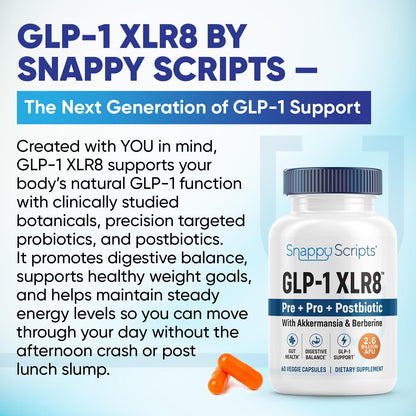 Snappy Scripts GLP-1 XLR8 Supplement – Digestive Balance & Metabolic Support (60 Capsules)