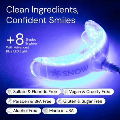 Snow Teeth Whitening Kit with LED Mouthpiece, Hydroxyapatite Serum, 3 Wands – Wireless Whitening Kit (6 Months)