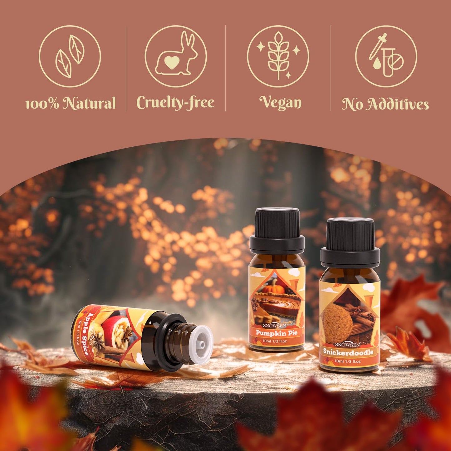 SNOWSEN Autumn Essential Oil Set – 6x10ml for Diffusers, Soaps & Candles
