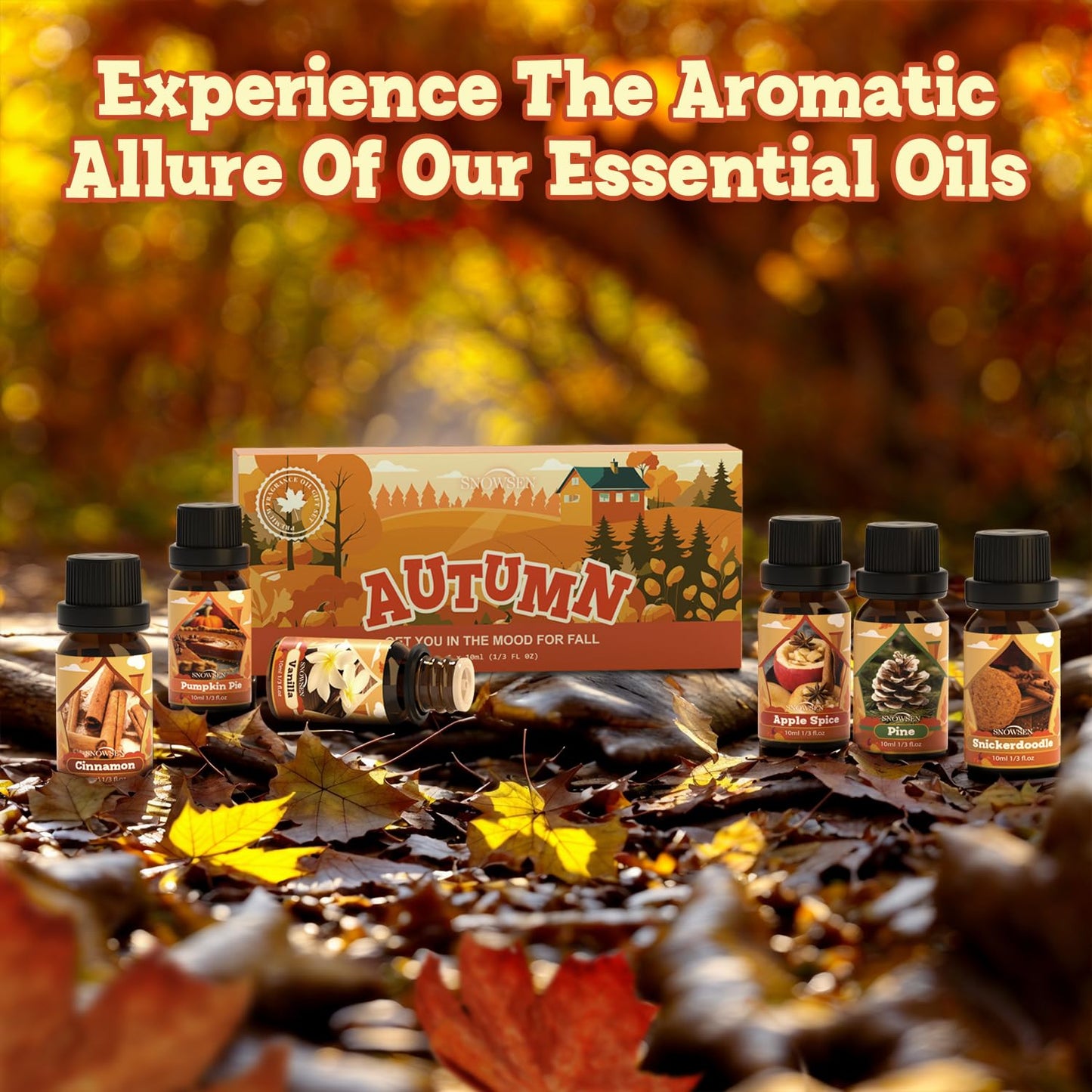 SNOWSEN Autumn Essential Oil Set – 6x10ml for Diffusers, Soaps & Candles
