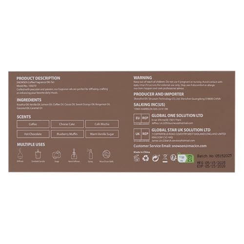 SNOWSEN Coffee Fragrance Oil Set | Premium Essential Oils for Diffusers, Candles & Soaps