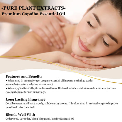 EUQEE Copaiba Essential Oil 118 ml | Pure Copaiba Oil with Dropper