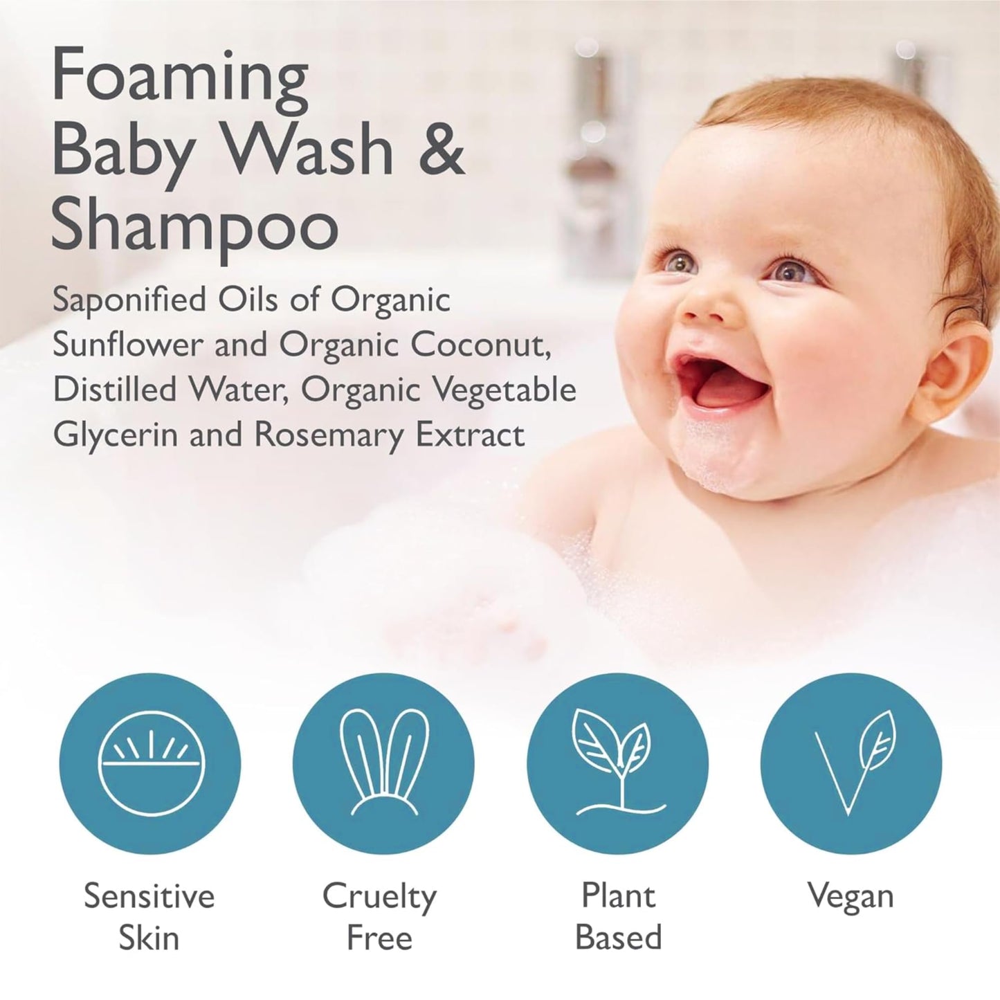 SoCal Suds & Company 2-in-1 Organic Foaming Baby Wash & Castile Shampoo Refill - Fragrance-Free, 32oz
