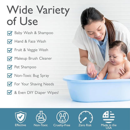 SoCal Suds & Company 2-in-1 Organic Foaming Baby Wash & Castile Shampoo Refill - Fragrance-Free, 32oz