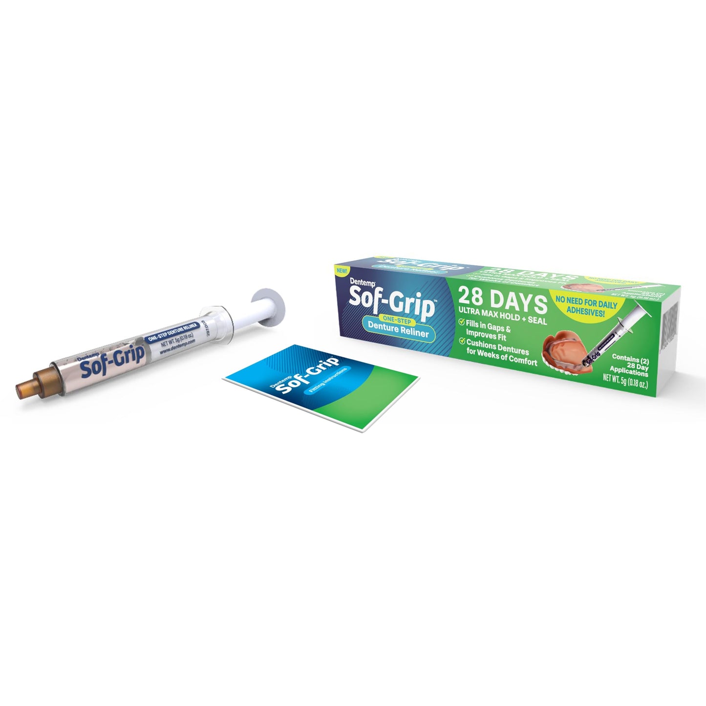 Dentemp Sof-Grip 1-Step Denture Care - 5g (1 Pack) | Instant Comfort