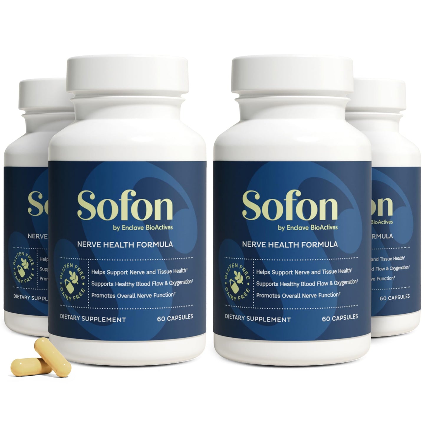 Sofon Nerve Support 4 Pack – Neuropathy Supplement (60 Caps) for Healthy Feet