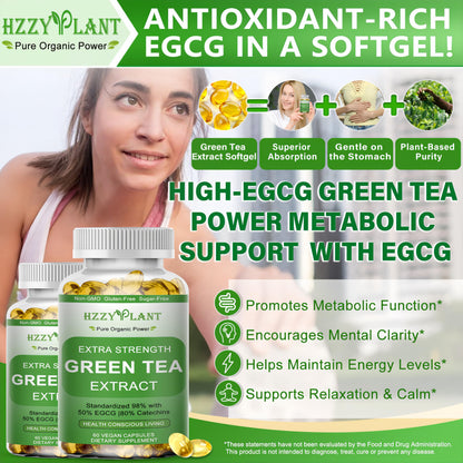 Green Tea Extract Softgels | High Absorption EGCG 50% | Energy & Immune Support
