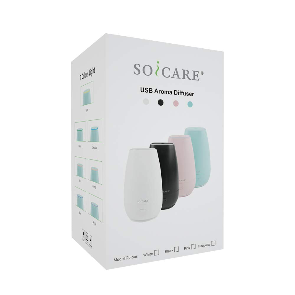 SOICARE Car Diffuser for Essential Oils – Portable USB Car Humidifier & Aromatherapy (Elegant Black)