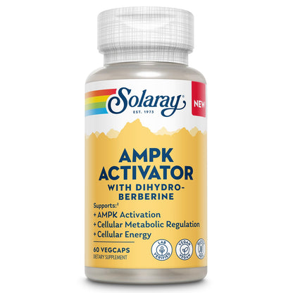 Solaray AMPK Activator Plus Dihydroberberine – Clinically Backed Ingredient – Advanced Berberine Supplement – Cellular Energy and Metabolism Support – 60-Day Guarantee – 60 VegCaps