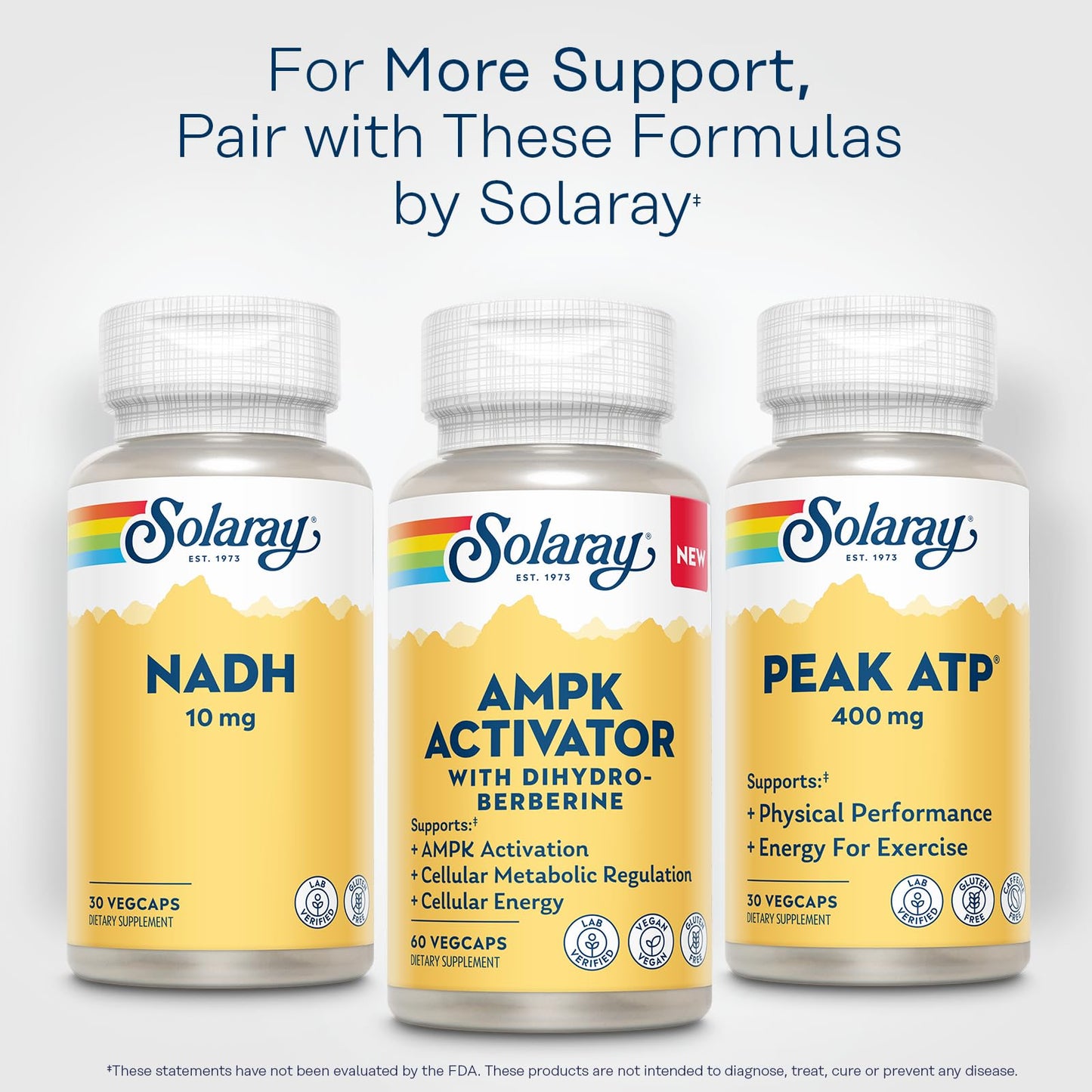 Solaray AMPK Activator Plus Dihydroberberine – Clinically Backed Ingredient – Advanced Berberine Supplement – Cellular Energy and Metabolism Support – 60-Day Guarantee – 60 VegCaps