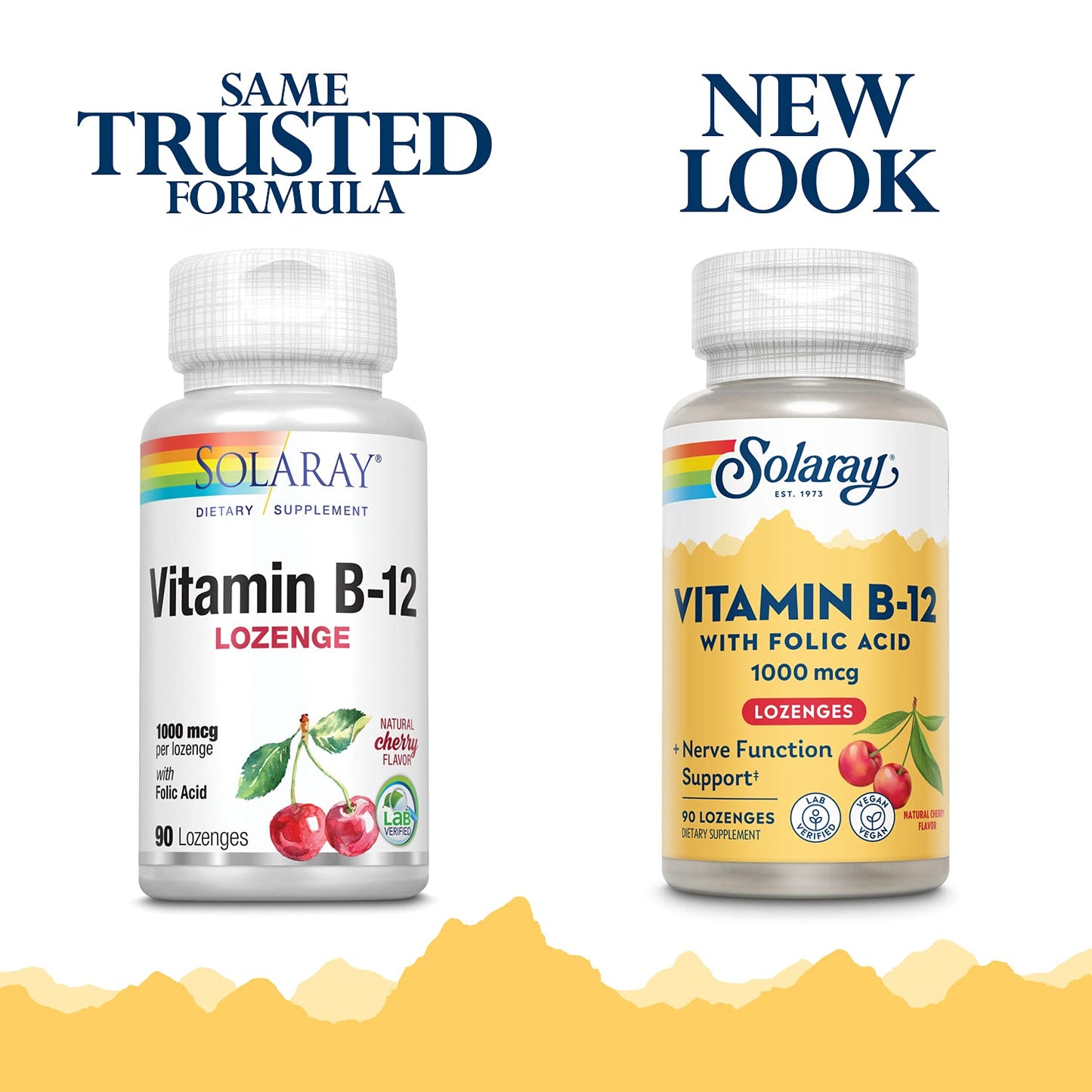 SOLARAY Vitamin B-12 1000mcg Lozenges with Folic Acid – Cherry Flavor | 90 Count