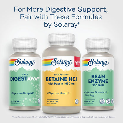 SOLARAY Bean Enzyme 300 GalU Alpha-Galactosidase – Digestive Enzymes for Bloating Relief, 60 VegCaps