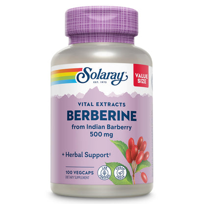 SOLARAY Berberine 500mg – Berberine HCl from Indian Barberry, Vegan, Non-GMO, 100 Servings