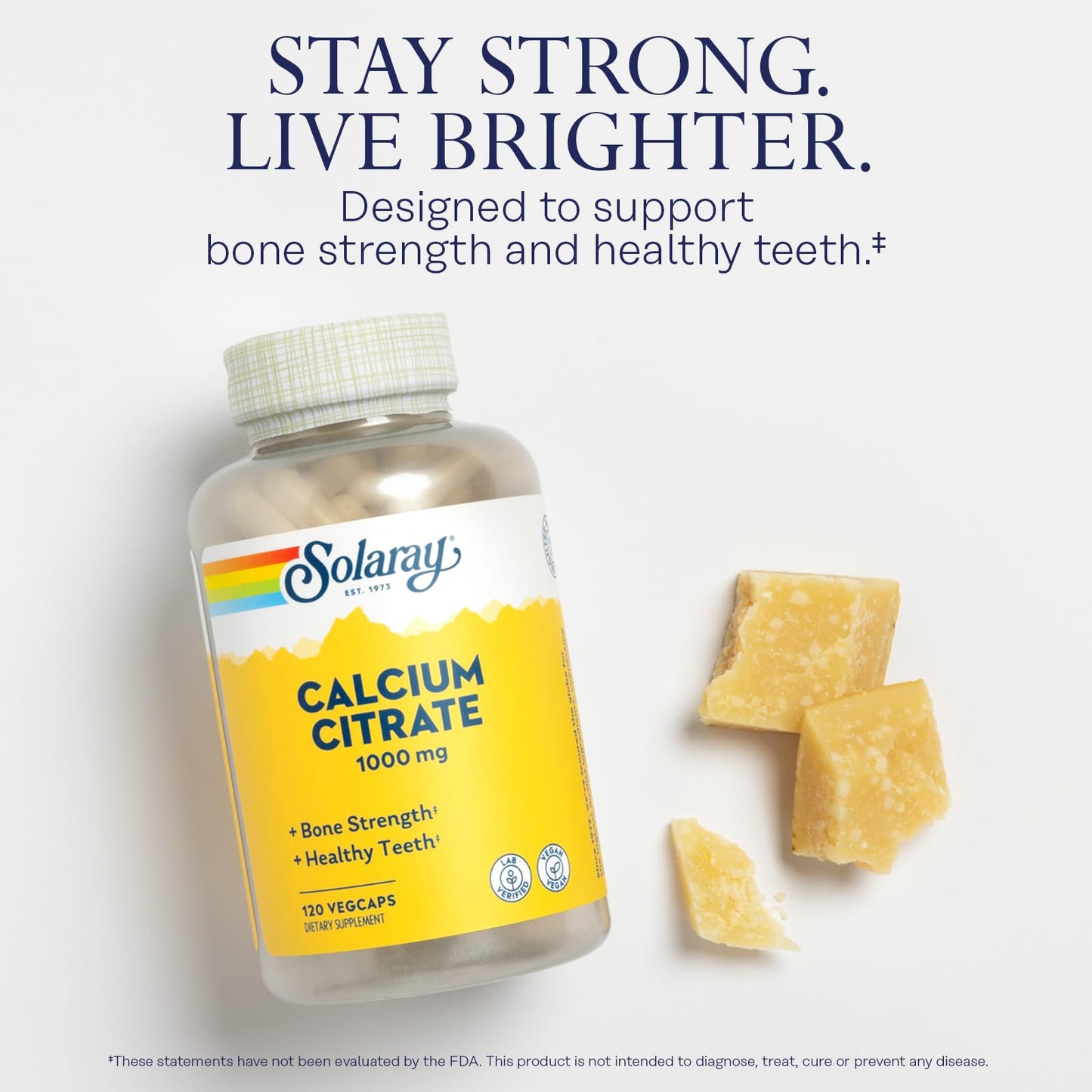 Solaray Calcium Citrate 1000mg – Chelated Calcium for Bone Health | Vegan
