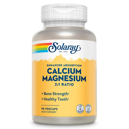 SOLARAY Calcium Magnesium Supplement | 2:1 Calcium Magnesium for Bone Health | Vegan & High Absorption
