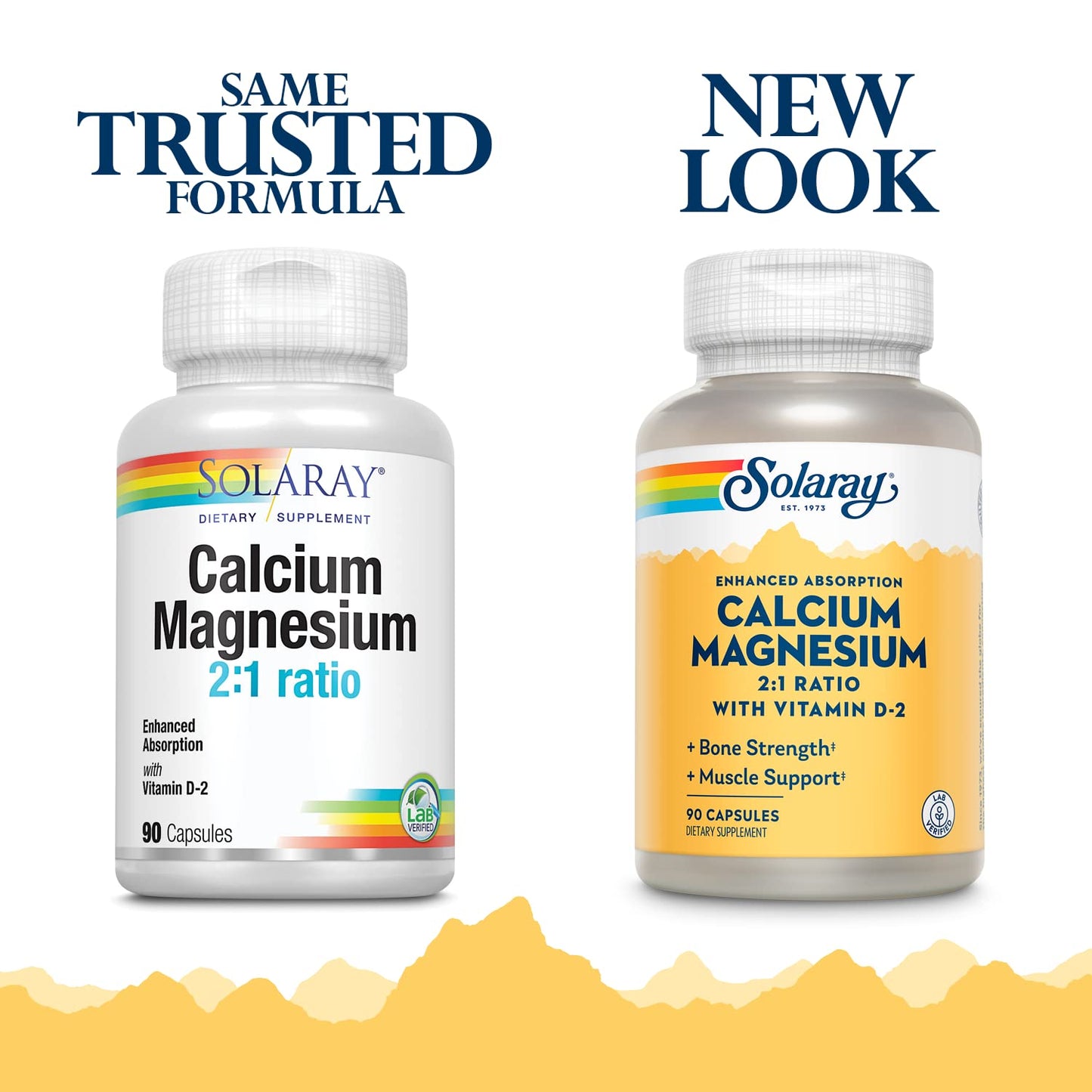 Solaray Calcium & Magnesium with D2 Amino Acid Chelate 2:1 – Capsule 90 Count